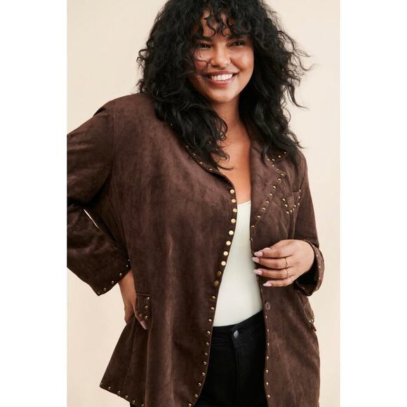 NWOT Blank NYC x Nuuly Studded Vegan Suede Blazer Jacket size 1X - Picture 1 of 9